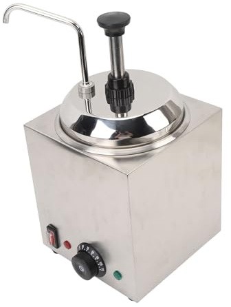 Dispensateur de Fromage Nacho, Réchauffeur de Chocolat Chaud et Distributeur Distributeur Fromage électrique avec Pompe Température Réglable en Acier Inoxydable Fudge Chaud Chocolate (Prise UE 220V)