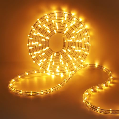 HEGEHE LED Lichterschlauch Außen, 36leds/m Wasserfest LED Schlauch Lichterkette Licht Leiste für Garten,Party,Weihnachten,Zaun,Dach,Dekoration Beleuchtung (Gelb, 15M)