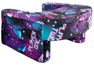 OHS Reading Pillow Sofa Bed Desk Laptop Cushion, Lap Desk Gaming Cushion with Armrest Portable Lightweight Soft Foam Gaming Bed Cushions with Side Pockets Sit Up in Bed Pillow, Purple Neon