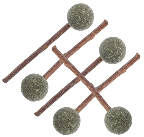 Toyvian 5PCS Catnip Lollipop Molar Stick for Cats Teething for Cats Dental Care Ball for Teeth Cleaning and Gum Health for Indoor Play and Training