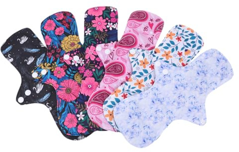 BCOATH Serviettes Hygiéniques Respirabilité Lavables Réutilisables 6 Pièces Tissu Pul et Membrane Imperméable Couleur Aléatoire pour Femmes Adultes Adaptées aux Voyages et Activités