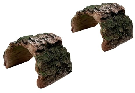 Kathson 2er-Pack Betta-Stamm Harz-Hohlstamm-Deko, Aquarium-Versteck Reptilien-Höhlenornament, Terrarien-Becken-Dekoration für Fische, Garnelen oder kleine Reptilien, Schildkröten, Vogelspinnen, Einsie