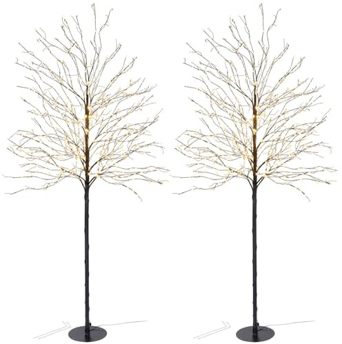 Lunartec Lichterbaum Outdoor: 2er-Set LED-Deko-Bäume mit 900 LED-Knospen, 150 cm, IP44 (Lichterbaum aussen, Baum, Kerzen)