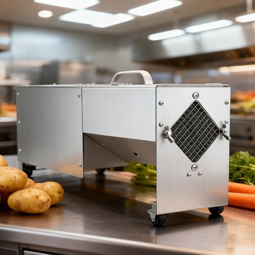 XEEAOFE Commercial Electric French Fry Cutter, Automatic Potato Cutter Machine, 100W Heavy Duty French Fries Cutter w/ 1/2in & 3/8in & 1/3in Blades