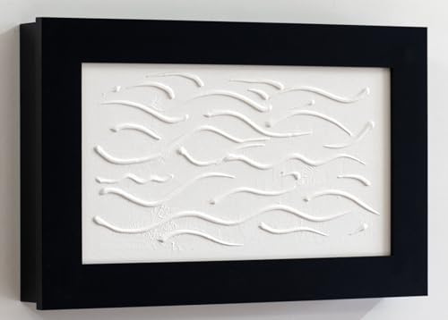 Tapa de Contador Pintada a Mano, con Marco en Negro, Minimalista con Relieve, 100% Original, Incluye Tornillos y Tacos para la Pared