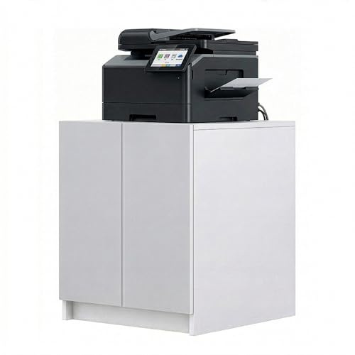 InnoFurn Druckerschrank Elona, Druckerkommode mit Soft-Close & Push-to-Open, Druckertisch, Büromöbel, Home Office & Büro, Weiß matt (51 x 60,5 x 54 cm)