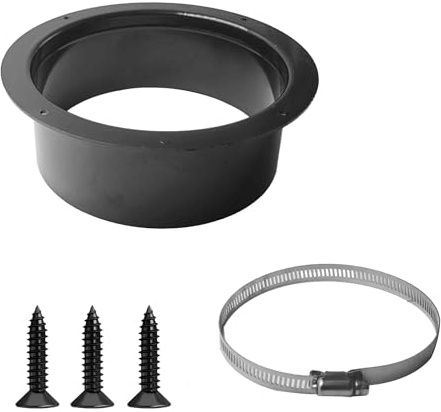 bociloy 6 Inch Duct Connector Flange, Black ABS Plastic Straight Pipe Flanges with Ducting Clamp for Ducting Pipes HVAC Heating Cooling Ventilation System Wall Mount