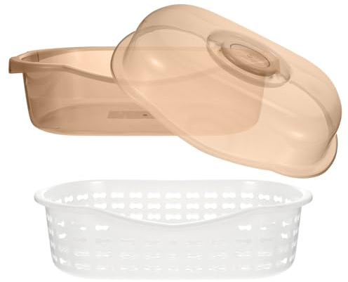 SHINEOFI Organizzatore da Cucina Doppio Strato in Plastica PP con Scolapasta e Coperchio Contenitore Versatile per Frutta Verdura e Biberon Bacinella Drenante e Raccogli Acqua per Uso