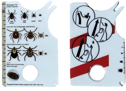 Generisch 2026 - Biglietto per zecche con zecche, per cani e gatti (bianco, 8,5 x 5,4 x 0,5 cm)