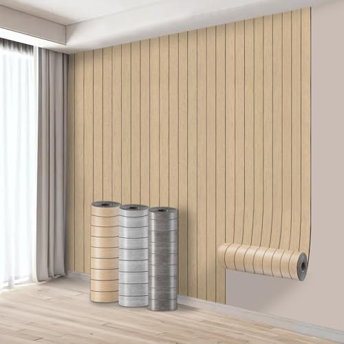 Takezuaa 2 Roll Self Adhesive Thermal Wallpaper 3mm Thick Brown Wood Effect Wallpaper Peel and Stick Wall Panels for Walls Ceilings - Suitable for Living Room, Meeting Room, TV Wall 40cm x 3m