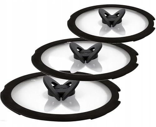 Tefal Ingenio Glasdeckeln Set 3-teilig durchmesser 22/24/28 cm, Deckeln mit Griff und Verdunstungsschlitz