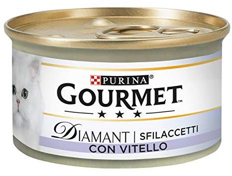 GOURMET Diamant Cibo Umido per Gatti Adulti Filettini con Vitello 24 Lattine da 85g