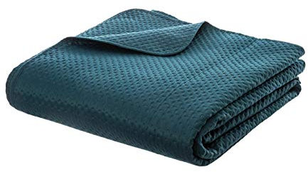 Atmosphera - Dessus de lit + 2 taies Dolce Bleu Canard - 260x240 cm