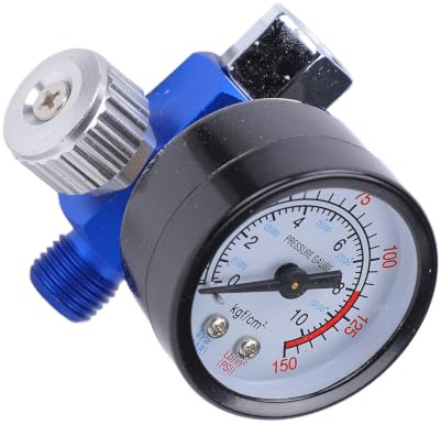 Druckluftregler Manometer Luftdruckregler 1/4 ”Druckluft Spritzpistole mit Manometer Miniatur Luftlackierpistole Druckregler Manometer