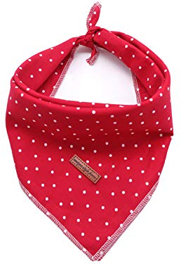 Unique style paws 1PCS Hundebandanas Waschbarer Baumwollquadrat-Latz, Verstellbarer Hundetuch für kleine mittelgroße Hunde und Katzen/Rotes Hintergrund mit weißen Punkten