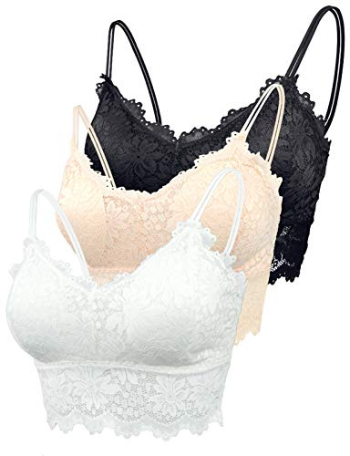 FEOYA Bustier, toppar, damer, spetsbehå utan bygel, sömlös bralette, korsett yoga, träning, bh, underkläder, bandtopp, bh-storlek 70A-95C, 3 stycken, L