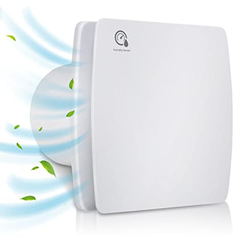 Randaco Ventilatori bagno Aspiratore d'aria silenzioso da 150 mm con sensore di umidità, con timer Ventilatore a parete Cucina WC Bagno