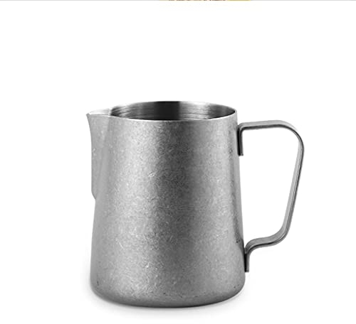 Maneggevole Acciaio inossidabile Latte Sborraggio Pitcher Barista Strumento Latte Art Caffè Steaming Pitcher Grande Capacità Argento Latte Brocca Coppa Resistente al calore ( Color : Silver600ml )