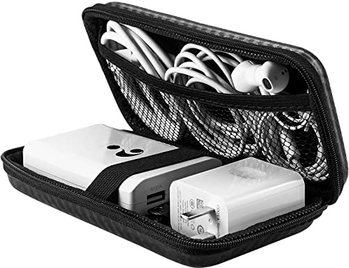 ACOCOBUY Power Bank Case Shockproof Hard EVA Carrying Case for Hard Drive | Cable Organizer Electronic Organizer Pouch With Zipper Multifunctional Storage Wallet Travel Essentials Men Women Fiber Black