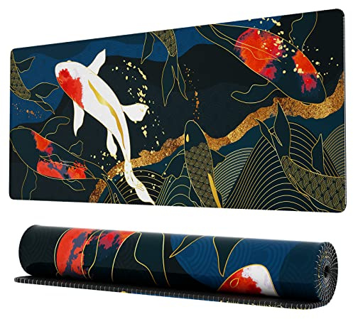 Ovenbird Extended Gaming Computer Mouse Pad, Large Gaming Mouse Pad for Desk, Japanese Anime Desk Pad with Cherry Blossom, Desk Mat for Keyboard and Mouse, Blue, 80x30x