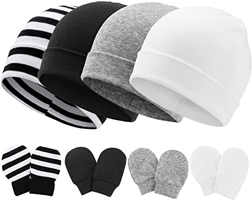 DRESHOW Neugeborenes Baby Mütze Hut und Handschuhe Set Beanie Bekleidung Unisex Infant Hut Kindergarten Mütze Baby Jungen Mädchen 0-6 Monate
