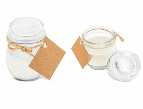 Lote de 12 Velas Aromáticas de Coco en Tarro de Cristal (a Elegir) Fragancias. Complementos. Detalles y Regalos para Fiestas Cumpleaños. Bodas, Bautizo. Regalos Originales. DK (BLANCO)