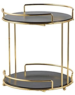 LUCBEI Kuchenständer ServierStänder Doppelschicht Kuchenständer Keramik Desserttisch mit Metallstand Mehrzweck-Cupcake-Display-Stand-Hochzeit Gebäck Servierfach Tortenständer (Color : Schwarz)