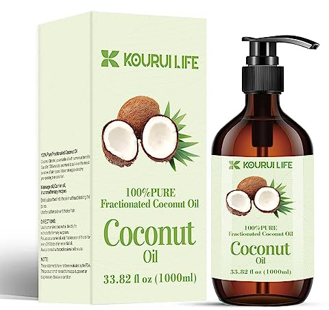 Bio Kokosöl - 1000mL (1L) Rein Fraktioniertes Kokosnussöl, Kokosfett, Kaltgepresst, für Haut, Körper und Haare-Coconut Oil