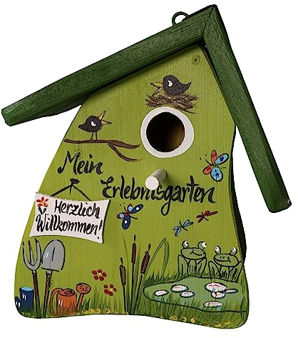 Vogelvilla Nistkasten aus Holz, handbemaltes Nisthaus, mit Aufhängung