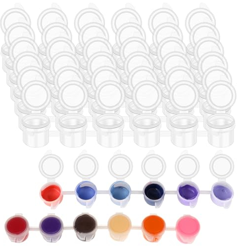 KALIONE 36pcs 5ml Small Paint Pots with Lids 0.17oz Tiny Paint Pots Strips, Small Paints Containers with Lids, Paints Storage Containers for Art Paintings (6 Strips, 6Pcs/Strip)