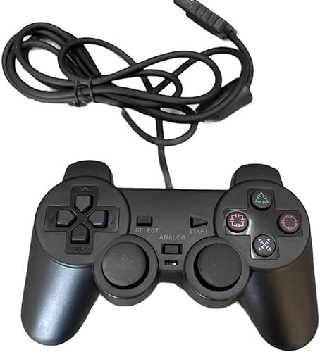 FLLAGG20 PS2 Wired Controller mit Kabel kompatibel mit PS2 Ps1 Ps one PSX-Spielekonsole Joypad schwarz