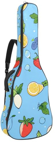 Universal Gitarrentasche, wasserdichte Gigbag für 40/41/42 Zoll Akustikgitarre, mit Zubehörfach, Reißverschluss und Schutzschicht, Blaues Fruchtmuster, mehrfarbig, 42.9x16.9x4.7 in, Gitarrentasche