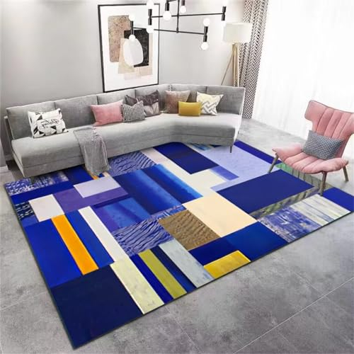 RUGMRZ Large Square Floor Cushions Velvet Jungenzimmer-Teppich schmutzabweisend moderner geometrischer Teppich 180x230CM Pflegeleicht Kinderteppich Jungen Blau klein wohnzimme