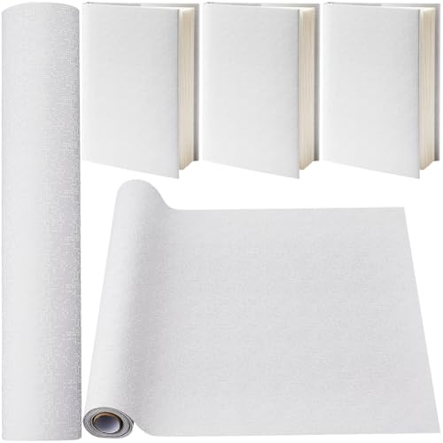 CRASPIRE Panno per Libri Da 51 x 11.8 pollice per Rilegatura di Libri Tessuto In Pelle PU Bianca Superficie con Motivo Laser Protezione per Copertura di Base In Tessuto Non Tessuto Copertina per Libri