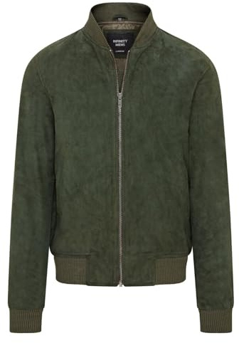 Infinity Leather Blouson aviateur universitaire MA-1 en daim de chèvre doux vert pour homme