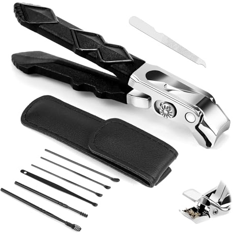 Nagelknipser fußnägel, Fingernagel knipser, Nagelzwicker mit Wide Kieferöffnung, Winkelkopf Nagelknipser für Dicke Nägel, Mess Free Wide Jaw Sharp Blade Geschenke für Ihn Männer/Frauen (Schwarz)
