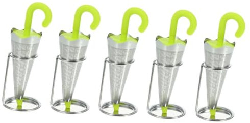 SHOWERORO 5pcs Stainless Tea Infuser Strainer for Loose Tea Umbrella Shape Silicone Lid Filter for