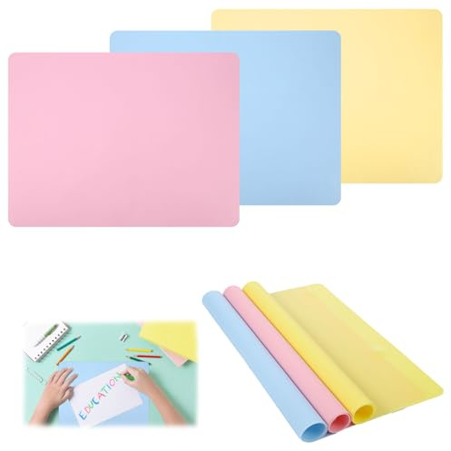 3 Stück Silikonmatte 40x30cm, Malunterlage für Kinder Abwaschbar Rutschfest | Antihafte Anti-Verbrühung Bastelunterlage Kinder Zeichenunterlage, Bastelmatte Kinder für Epoxidharz,Malen,Handwerk,DIY