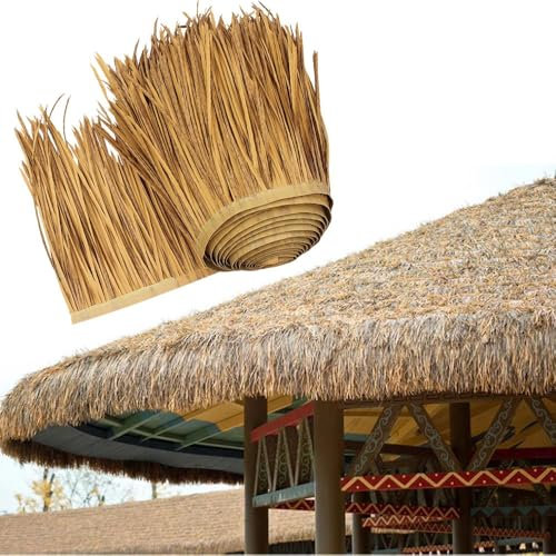 HAEKEBC Toit De Paille Mexicain Chaume De Palmier Rouleaux De Chaume Artificiel Toit De Canard Aveugle Herbe Cabane Chaume pour La Décoration De Jardin De Bar Extérieur(5m/16.4ft)