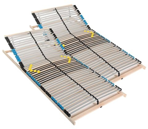 Stabiler Lattenrost 160x200, 42 Latten, Kopfteil verstellbar, 7 Komfortzonen, 6-fache-Härteregulierung, Made in Germany, Traglast bis 150Kg, Federholzrahmen, Lattenrahmen Buche, Lattenrost 160 x 200cm