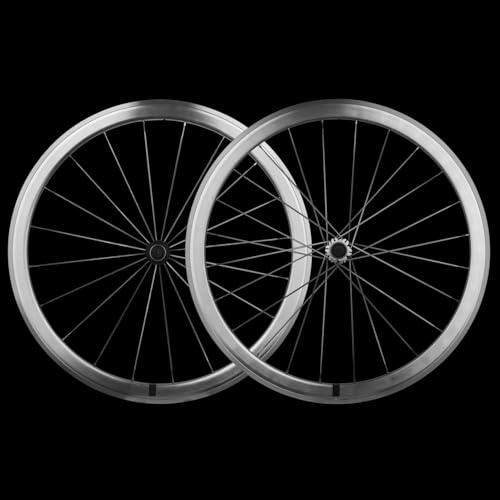 700C silberner Rennrad-Radsatz auf Aluminiumlegierung, 40 mm hoher Rahmen, V/C-Scheibenbremse, Festgetriebe