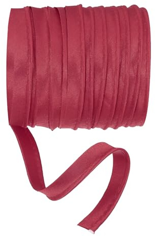 YELARXI Maxi nastro sbieco da 4,6 m, con cordoncino in raso, adatto per cucito, fettuccia per indumenti, fettuccia, rifiniture artigianali e decorazioni, colore: rosso scuro