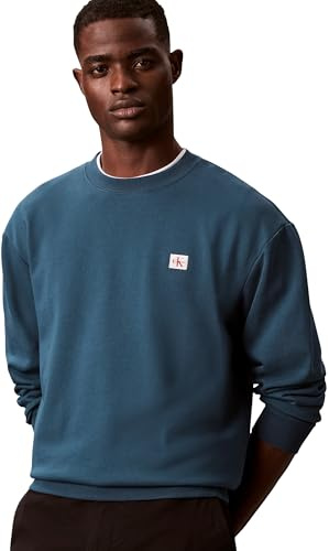 Calvin Klein 400Gsm Trry Bdg Crwn Lv04Rc273G, Felpa, Uomo, Blu (Navy Teal), M