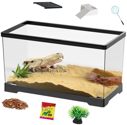 Fenayuu Wasserschildkröten Terrarium, Wasserschildkröten Aquarium Terrarium, Aquaterrarium Mit Bodenablauf Für Reptilien Amphibien Schlangen Geckos Chamäleons Frösche Schildkröten Und Fische