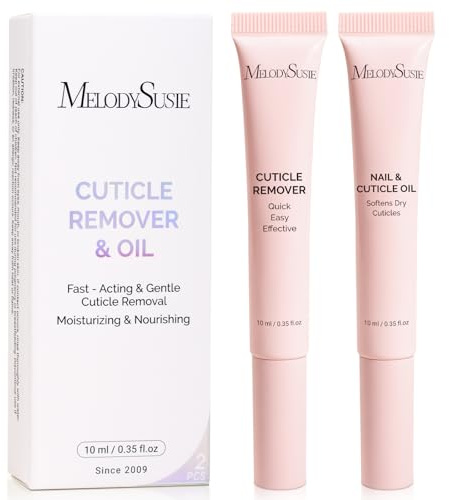 MelodySusie 10ML Cuticle Care Kit - Cuticle Oil and Cuticle Remover, Cuticle Nourishes and Softener, Promotes Nail Growth and Strength for Home and Salon Use 2PCS
