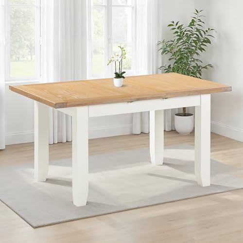 Seconique Windsor Extending Dining Table in Ivory/Oak