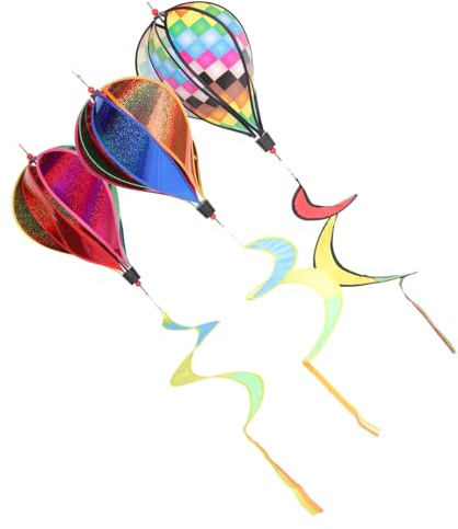 FUTUREORYY 3 pièces Moulin à Vent Montgolfière Coloré Rotatif pour Jardin Décoration Extérieure Suspendue Patio Cour