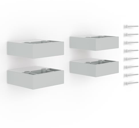 Poliplast - Set da 4 Piedini, Design quadro per Armadio e Soggiorno, Articolo 724, Verniciato a mano, Colore Grigio