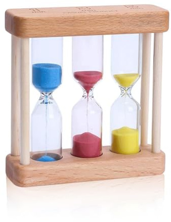 3 in 1 Set Sanduhr aus Holz - 1/3/5 Minuten Küchentimer für Zeitmanagement - Natürlicher Sanduhren Timer für Küche, Spiele, Therapie & Büro Geburtstag, Weihnachten oder Jubiläum
