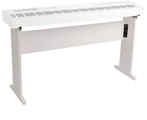 ZIMGOD Soporte Teclado Piano Resistente Tablero de Fibra de Madera de Alta Densidad, Soporte para Teclado Eléctrico Ancho Ajustable, Mesa Elevadora de Piano Antideslizante(White,S)